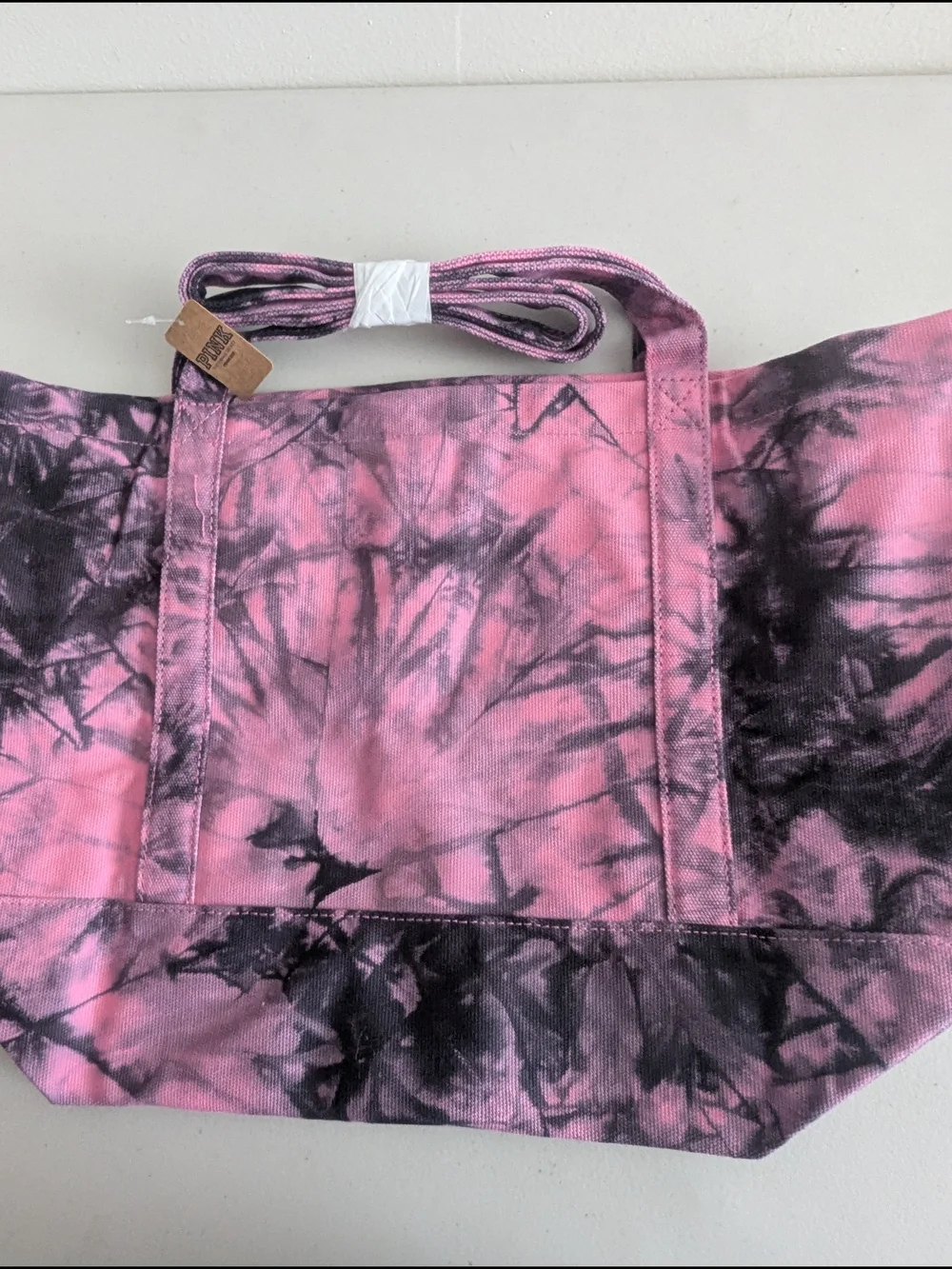PINK Victoria’s Secret Pink & Black Tie Dye Canvas Tote Bag New With Tags